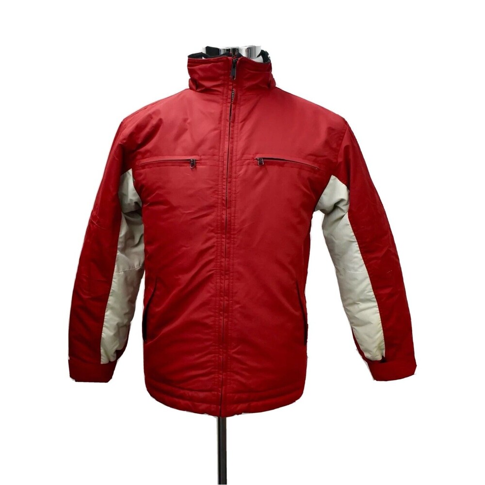 AMERICAN OUTPOST Men’s Winter Coat Full Zip Size S Red Beige Long Sleeves